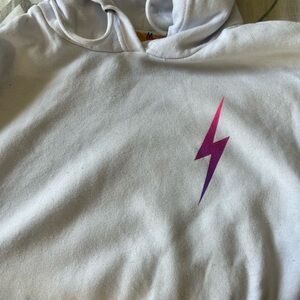 White Hoodie with Purple Lightning Bolt